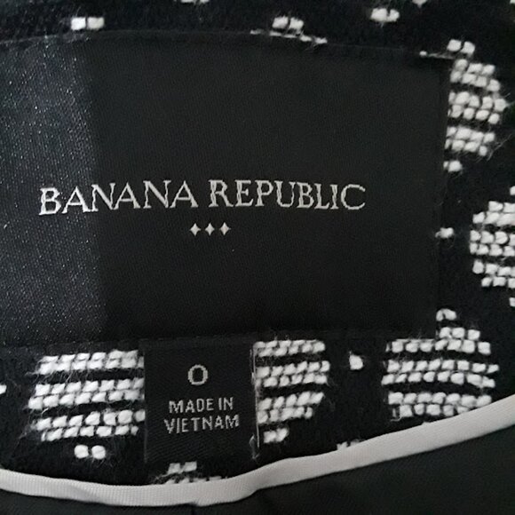 Banana Republic Blazer Black White Geometric Patterned Textured Jacket Size 0 - Picture 4 of 6